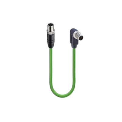 M12 D-code mannelijk-mannelijk haaks Fast Ethernet Cat 5e